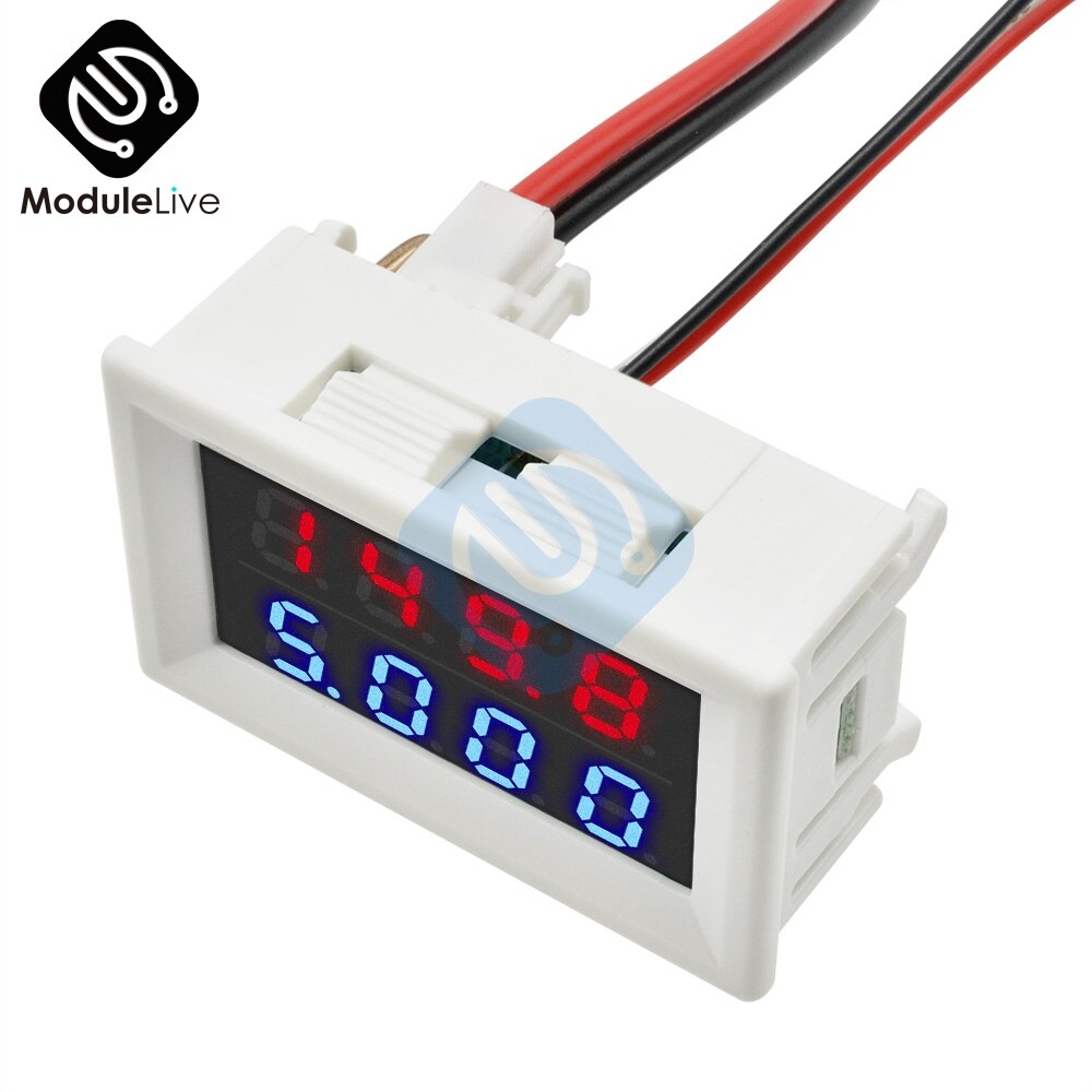 DC 0-200V 10A Red Blue Dual Digital LED Display DC Voltmeter Ammeter Voltage Volt Current Meter Power Supply 4 Bit 5 Wires Case