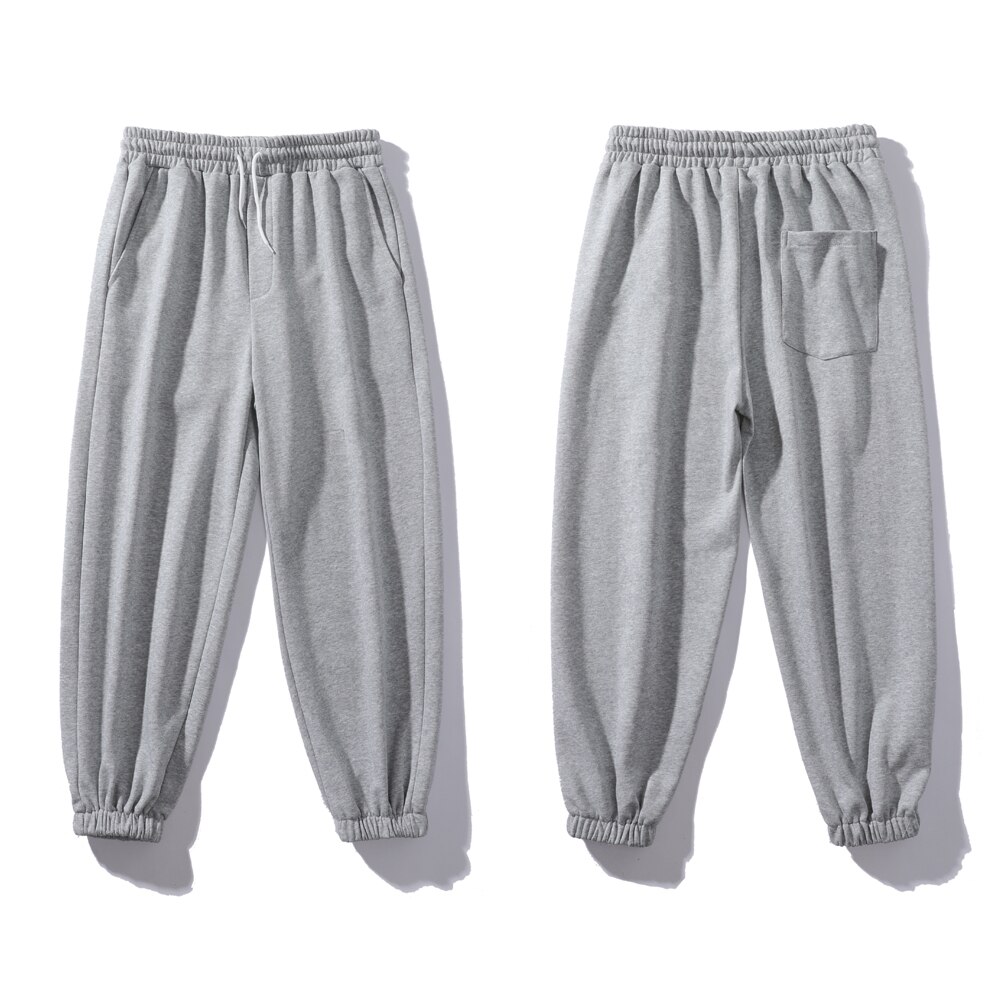 Pantalon de survêtement gris clair à jambes larges pour homme, Style coréen, décontracté, cravate aux pieds, automne