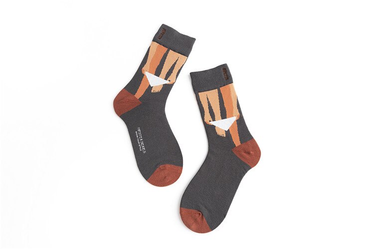 Unisex Oil Painting Style Women Socks 100 Cotton Harajuku Colorful Mid Socks Women 1 Pair Size 35-43 Christmas: 8116-3