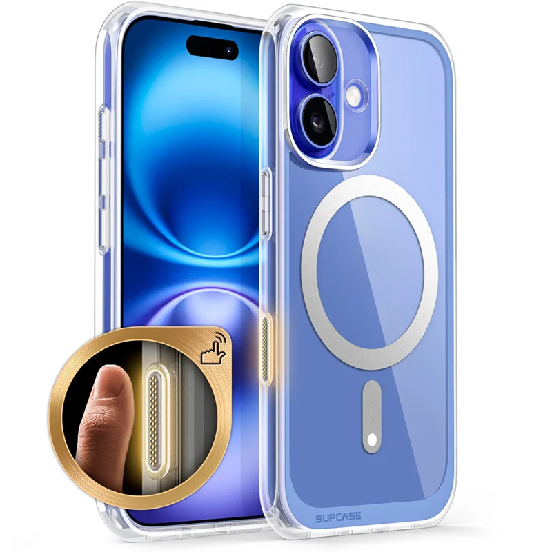 SUPCASE-funda magnética For iPhone 16 Case carcasa con botón de captura de Control de cámara, delgada, a prueba de golpes, MagSafe: Transparente