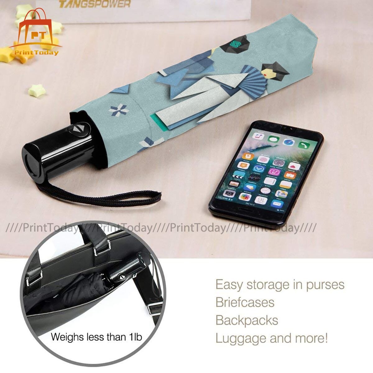 Kokeshi Umbrella Auto Protection Umbrella Charm Painting Garden Folding Umbrella