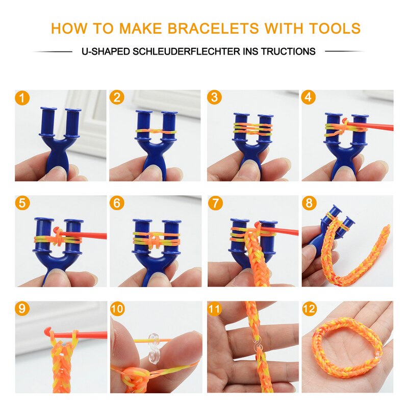 DIY Rubber Loom Bands, 4400 Rubber Loom Bands Set To Make Colorful Loom Bracelets Kit Knitting DIY Crafts