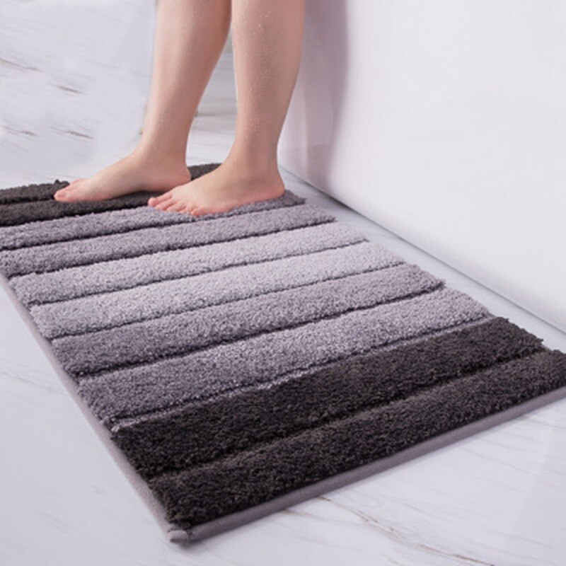 Oneup skridsikker bademåtte badeværelse tæppe enkel stribet absorberende tæppe værelse stue dør trapper badeværelse fod gulvmåtter: Grå gradient / 43 x 61cm