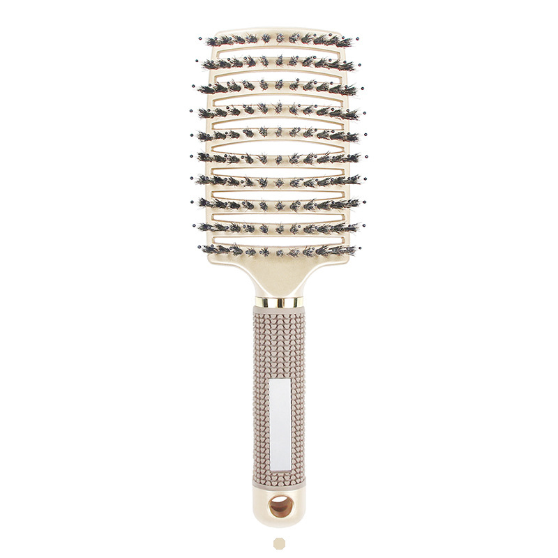 Peigne de Massage du cuir chevelu, brosse à cheveux en poils et en Nylon, brosse à cheveux démêlante humide et bouclée, outils de coiffure pour Salon de coiffure pour femmes: Argent