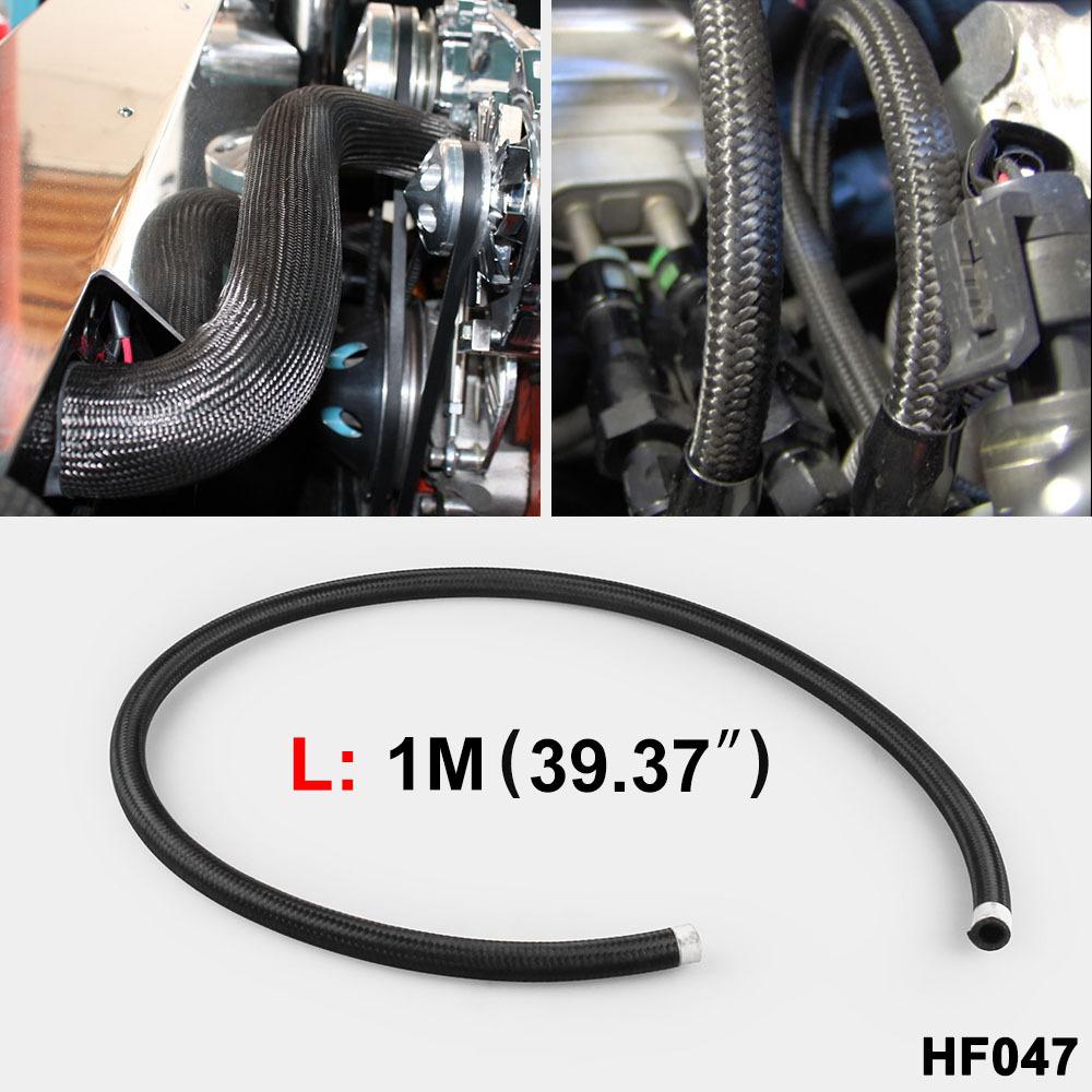 1m en racing slang nylon-rostfritt stål slang bränsleledning  an4 an6 an8 an10 an12 oljekylarslang svart motortillbehör svart