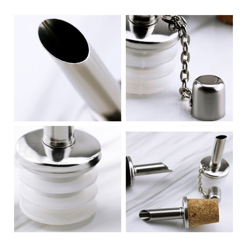 Wine Pourer 2Pcs Stainless Steel Alcohol Liquor Spouts Bottle Dispenser Wine Bottle Stopper With Cap Wine Accessories