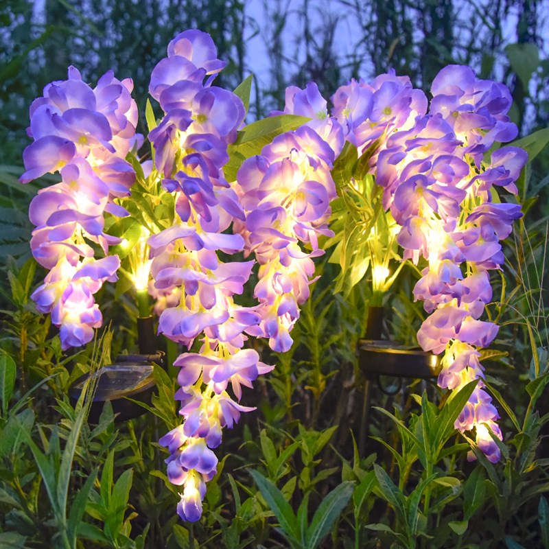 1pc solar wisteria flower lamp LED garden courtyard decoration lamp Waterproof lawn lamp Garden landscape lawn villa decoration