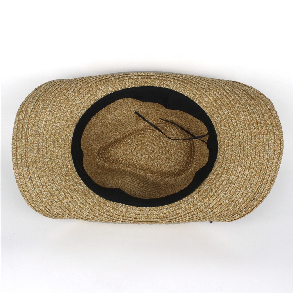 Kvinner menn halm hul vestlig cowboyhatt dame pappa sommer punk belte sombrero hombre Strand cowgirl jazz solhatt str 57-59cm
