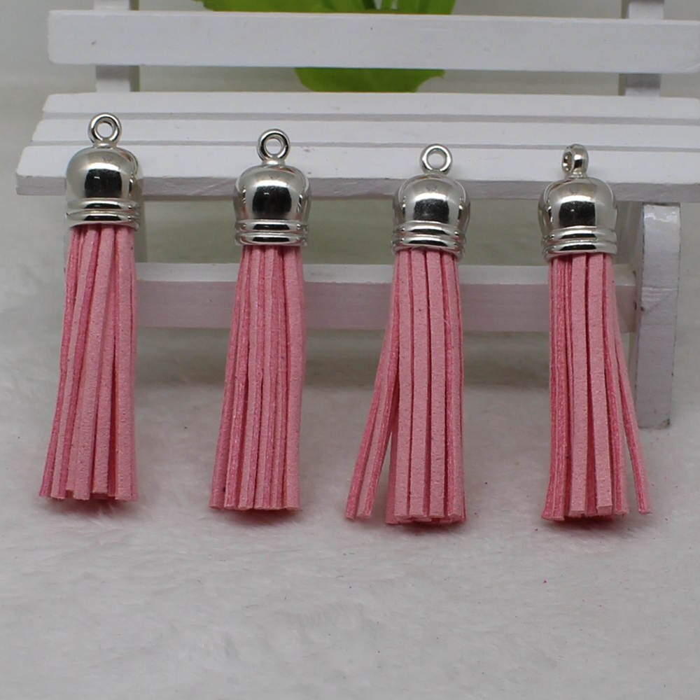 58 mm kwastjes van suèdemix voor sleutelhangers, sieraden, mobiele telefoonbandjes, , 50 unids leren kwastjes, doe-het-zelf accessoire: 5