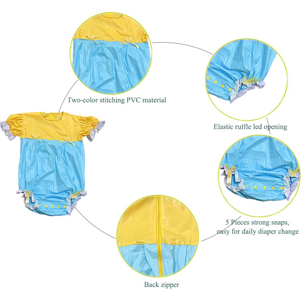 Yalien – combinaison pyjama en PVC, barboteuse, entrejambe à pression, ABDL