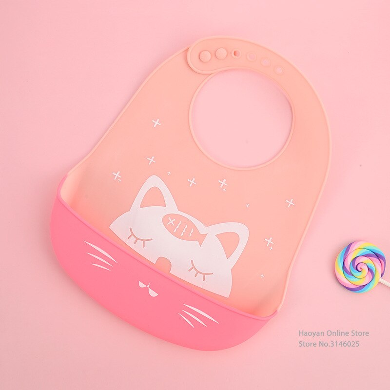 Babero de silicona con dibujos animados a la para bebé, impermeable, bolsillo para comida supersuave, desechable, grande, para Saliva