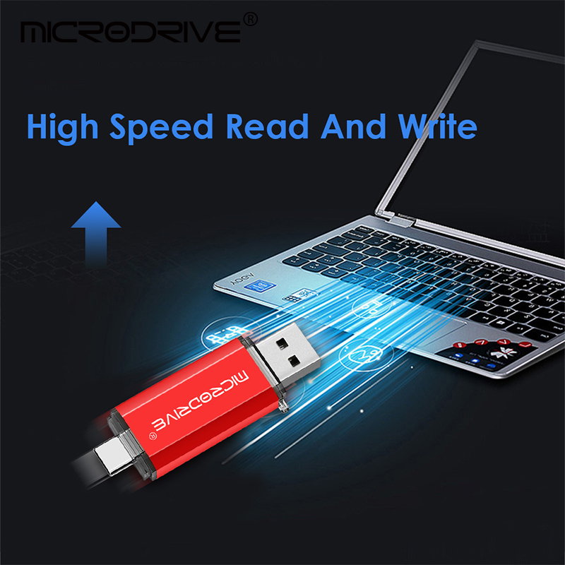 OTG USB Flash Drive 8GB 16GB for Android Phone 64GB pendrive 128gb 32GB type c pen drive Metal memory stick cle usb