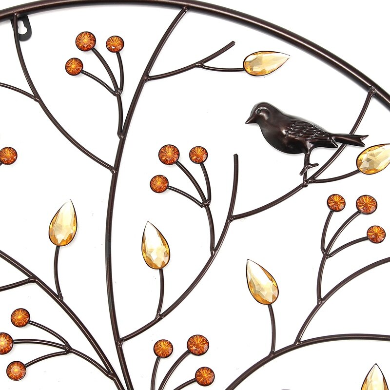 Zwarte Vogels Boom Metalen Ijzeren Sculptuur Ornament Voor Thuis Kamer Muur Opknoping Decoratie Kunst Ambachten 62Cm/24.4Inch