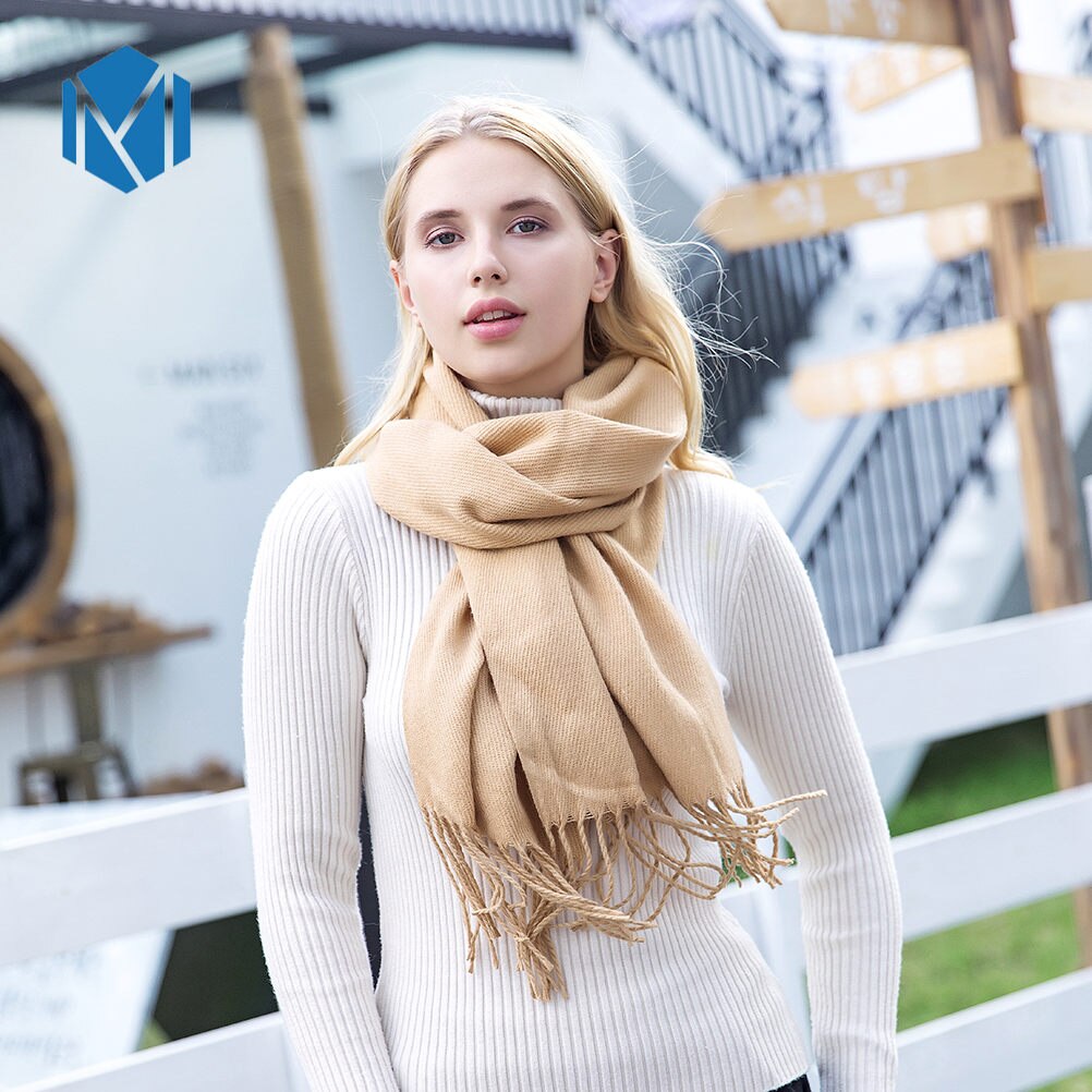 Bandana vinter kashmir tørklæde til kvinder tyk pashmina kvinde stjal plaid kvaster sjal tørklæder sjaal foulard femme: Størrelse l-khaki