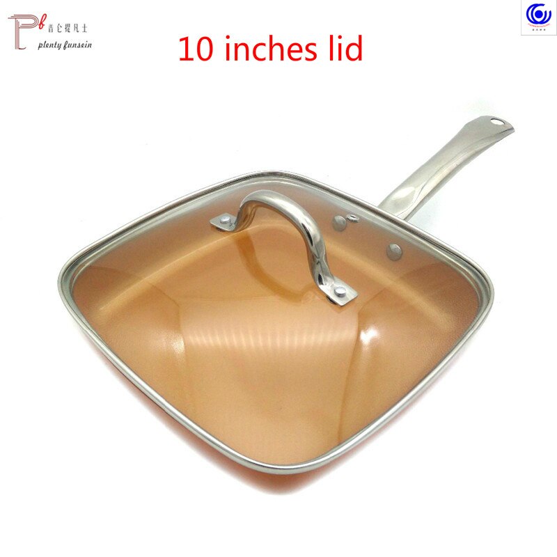 Non-stick Copper color Frying Pan with Ceramic Coating and Induction cooking Oven & Dishwasher safe 8 -10-12 inches glass lid: 10 inch 2.5mm lid