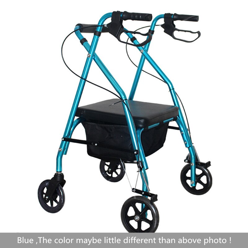 JayCreer Super Light Rollator Lightweight Aluminum Loop Brake Folding Walker Adult W/height Adjustable Seat By Legs And Arms: Blue