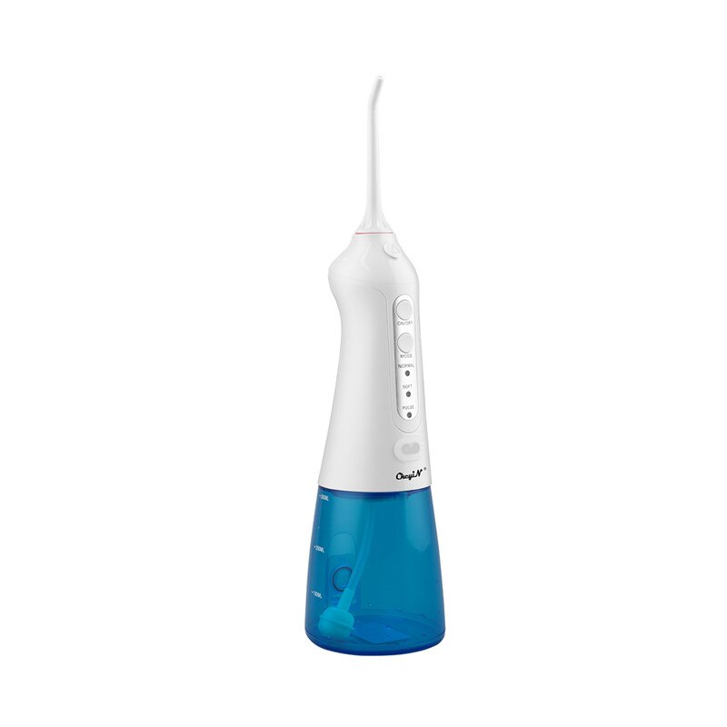 300ML USB akumulator Flosser irygator wodny wodoodporny nić dentystyczna wody 3 tryby czyszczenia zębów irygator doustny dentystyczny obrotowy dysza: Niebieski