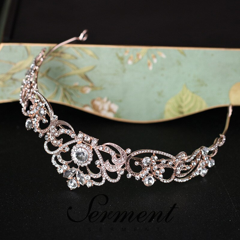 Serment prinsesse bryllup brudepige tiara krone piger krystal zirkon smykker hår tilbehør brud fødselsdag krone