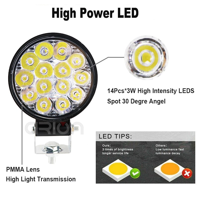 1Pc 2Pcs 42W led bar off road led headlights led work lights for tractors Spotlight barra led For 4x4 ATV UTV Truck Tractor