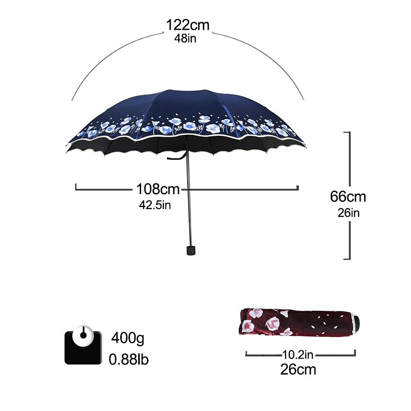 106cm stora parasoll regn kvinnor blomma fällbara dubbel parasoll tjej lätta kvinnliga uv-skydd paraplyer