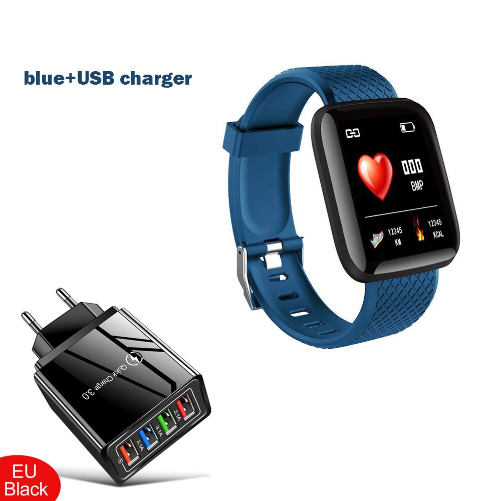 2020 New Smart Watch uomo Fitness bracciale orologi da donna monitoraggio della frequenza cardiaca orologio da polso elettronico Smartwatch magico per bambini: EU charger blue