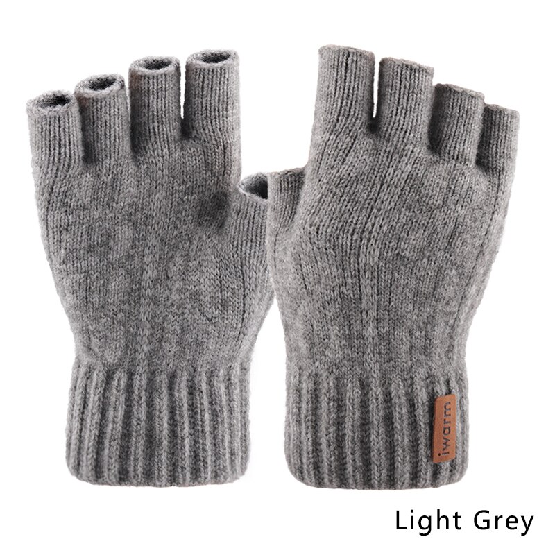Iwarm guantes de medio dedo para mujeres y hombres guantes tejidos sin dedos Otoño Invierno mantener el calor mitones: Light Grey