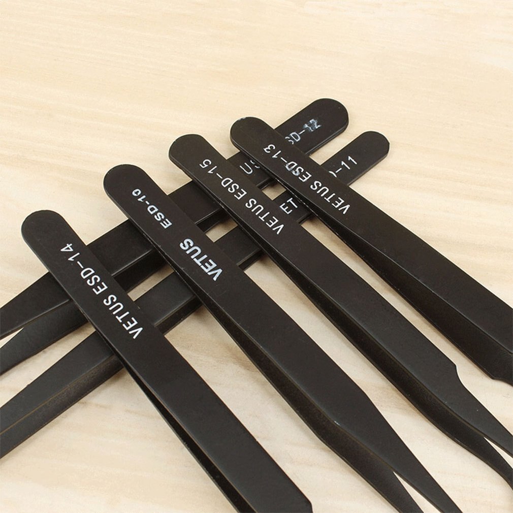 Kit de pince à épiler antistatique d'acier inoxydable d'esd de précision de brucelles avec le sac pour le travail de laboratoire de fabrication de bijoux de l'électronique
