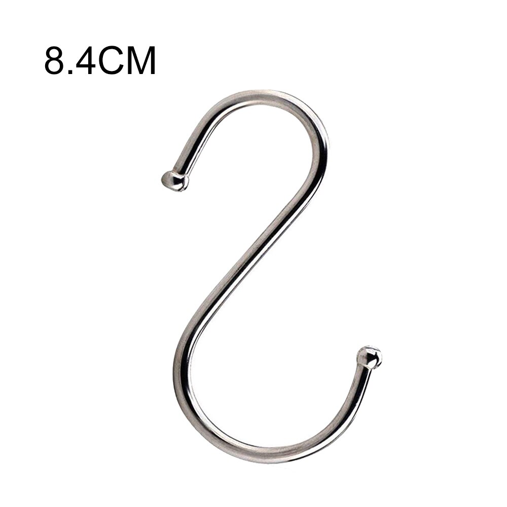 S-Shaped Hooks Door Hanger Stainless Steel Free Punching Cabinet Door Wardrobe Clothing Clothes Hook Kitchen Sundries Hooks: 8.4cm