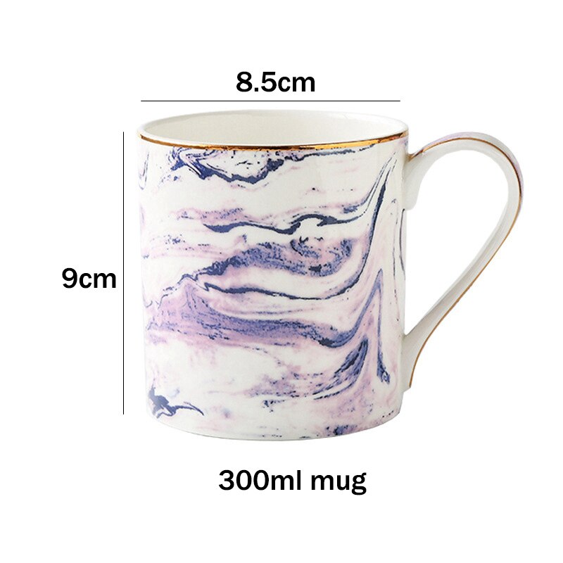 Purple Marbled Dinnerware Set Golden Ceramic Mug Dinner Plate Pasta Dishes Afternoon Tea Salad Dessert Plate Coffee Cup Saucer: 1 mug