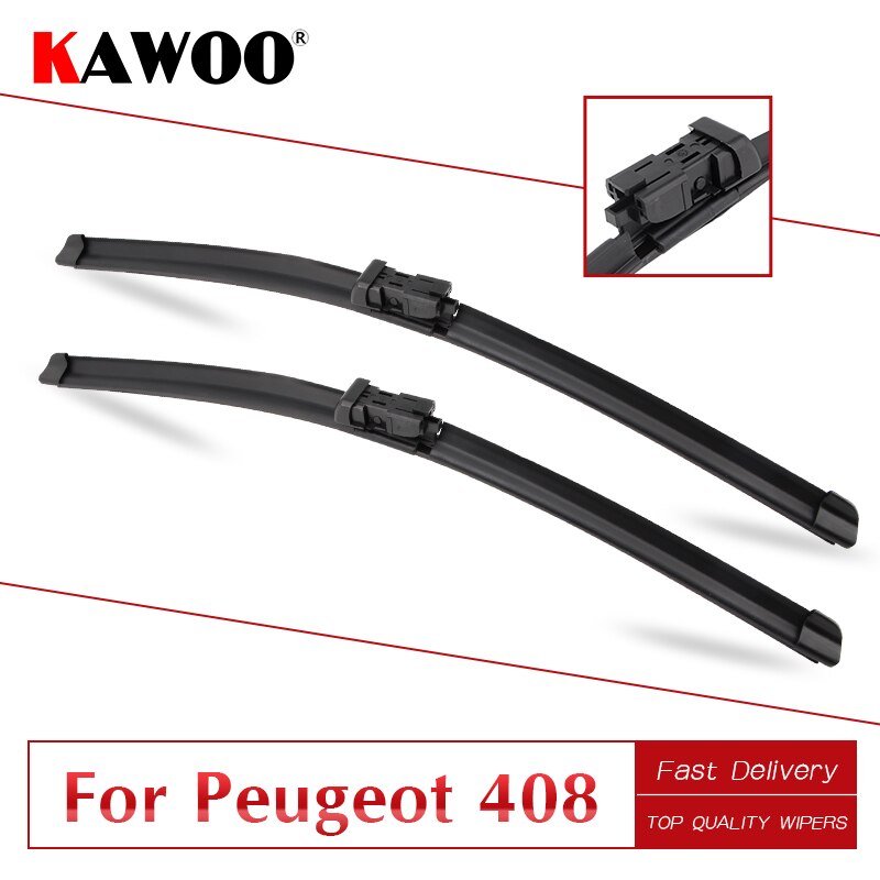 Kawoo Voor Peugeot 408 30 "26" R Auto Zacht Rubber Windcreen ruitenwissers Blades Fit Drukknop Arm