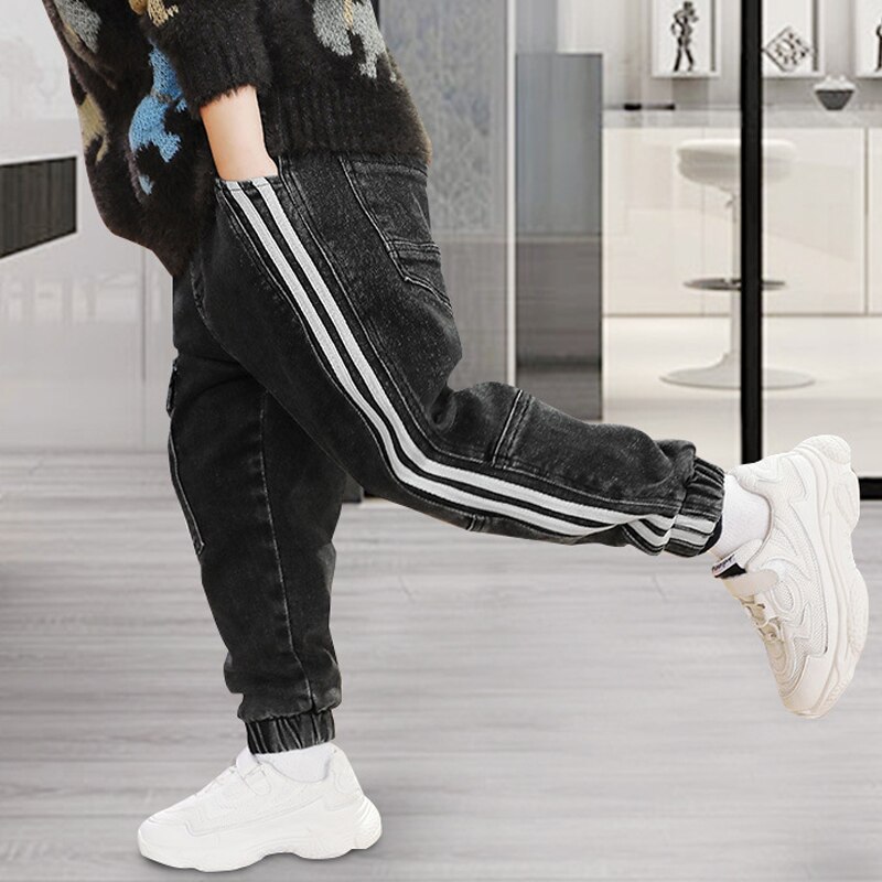 Jeans For Boys Solid Jeans Pants For Boys Velcro Cargo Pants Kids Jeans Boy Spring Autumn Casual Teenage Clothes For Boys