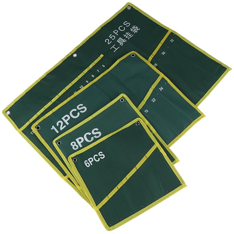 6/8/10/12/14/25 Pocket Grids Canvas Roll Spanner Plier Wrench Tool Storage Bag