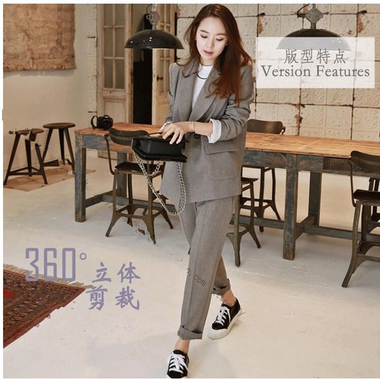 woman 2 piece black Pant Suits Formal Ladies Office OL Uniform Designs Women Business Work Wear Jacket with Trousers Set