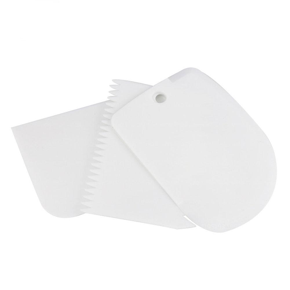 3pcs Dough Cake Cutter Slicer Spatula For Cake Cream Scraper Irregular Tooth Edge DIY Cake Scraper Set Pasty Cutters Scraper: White