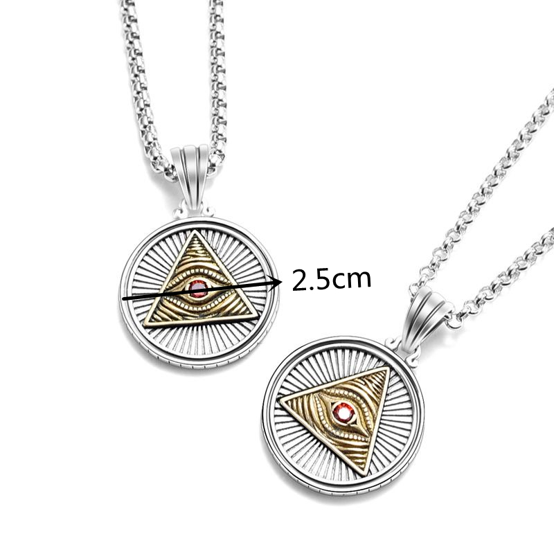 Colgante de Ojo Triangular de Horus con cadena de acero inoxidable, collar de Ojo de Dios, accesorios de joyería urbana a la para hombre