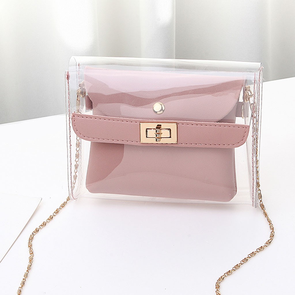 Lady Transparent Jelly Shoulders Bag Handbag Letter Purse Mobile Phone Messenger Bags Femme Sac A Main #YJ