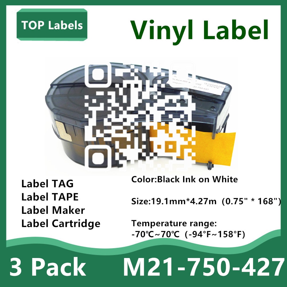 3PK BMP21 Etikett Patrone M21 750 427 Hersteller Band BMP21-Plus BMP21-Labor Kontrolle Tafeln, Schalttafeln, datacom Schild 19,1mm 4,9 m: 3PK M21-750-427