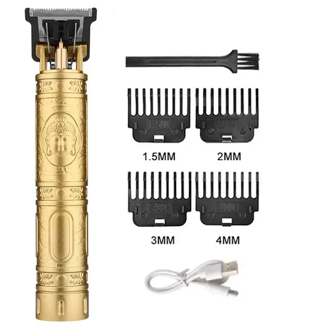 Vintage T9 Hair Cutting Machine Men's Electric Shaver Rechargeable Hair Trimmer Beard Shaver Barber Hair Cutter: Brown
