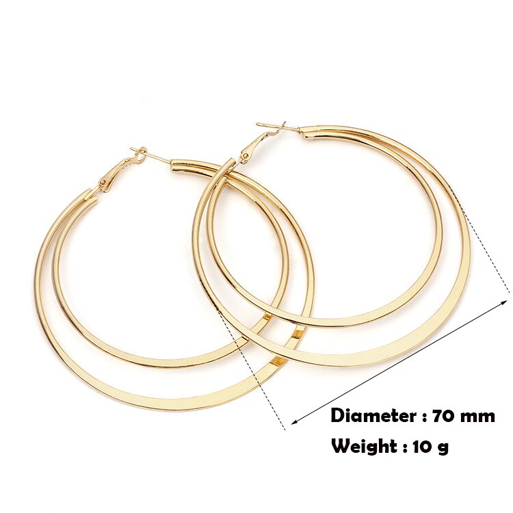 Overdreven Grote Hoepel Oorbellen Grote Cirkel Basketbal Brincos Earring Charmant Trendy Verklaring Ear Sieraden Voor Vrouwen: Golden 70 mm