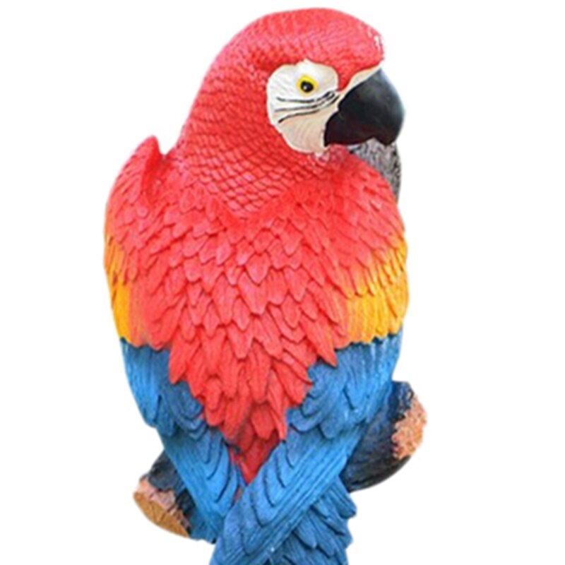 Resin Parrot Statue Wall Mounted DIY Outdoor Garden Tree Decoration Animal Sculpture Ornament-Left