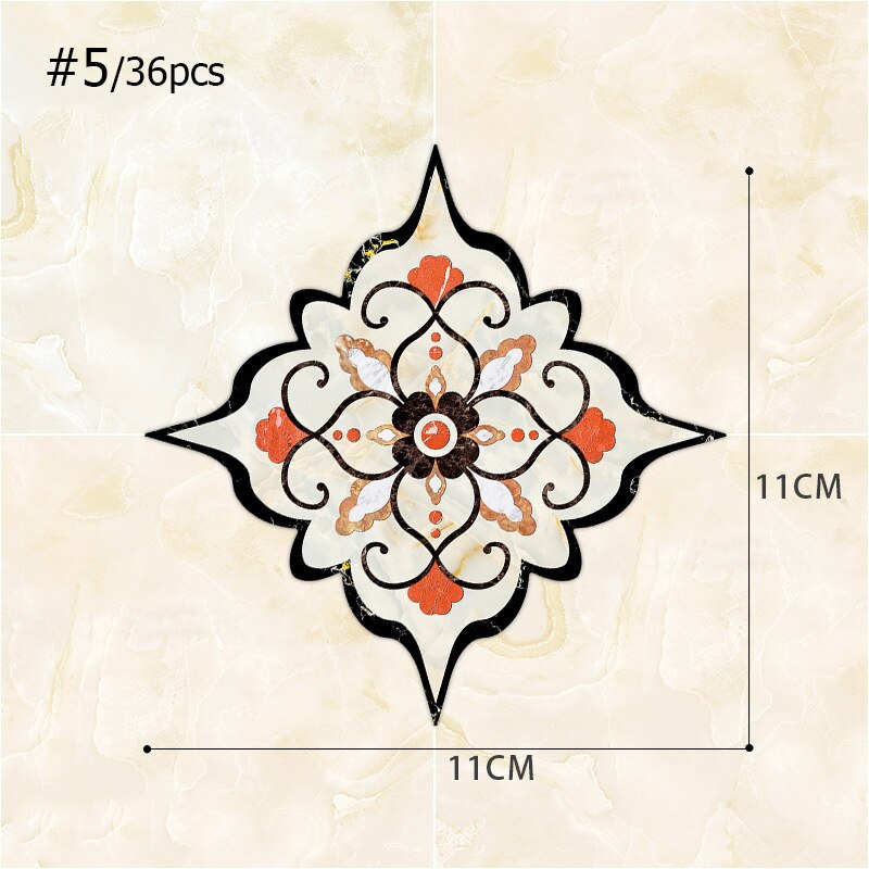 36 Pcs Self Adhesive Floor Tile Stickers Waterproof Floor Diagonal Sticker Europe Royal Style Living Room Decor Wall Floor Stick: 5