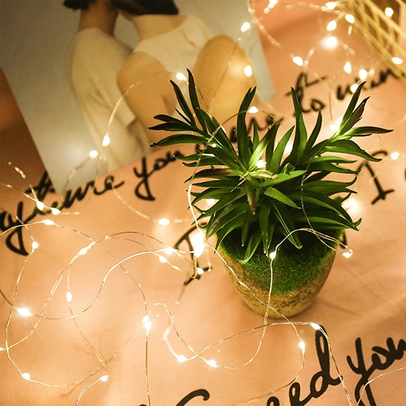 10/20M USB LED-lichtslingers Koper Zilver Draad Garland Licht Waterdicht Kerstverlichting Voor Kerst Bruiloft Decoratie