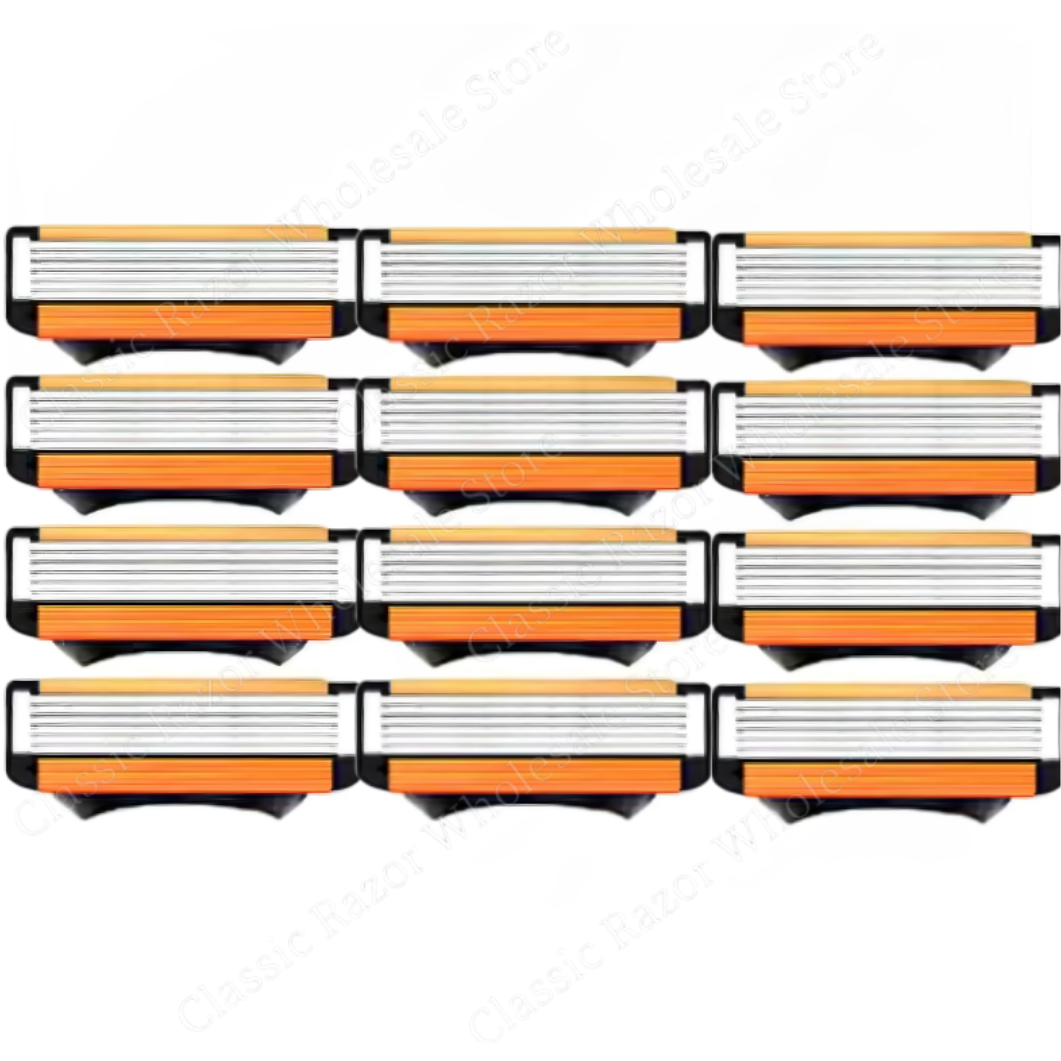 Cuchillas de afeitar manuales reutilizables de 5 capas, cuchillas de repuesto para afeitadoras de hombres, maquinilla de afeitar de seguridad, protección de la piel: Azul