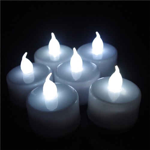 12 pcs Flickering Flameless LED Tea light Flicker Tea Candle Light Party Wedding Candels Safety Home Decoration: white
