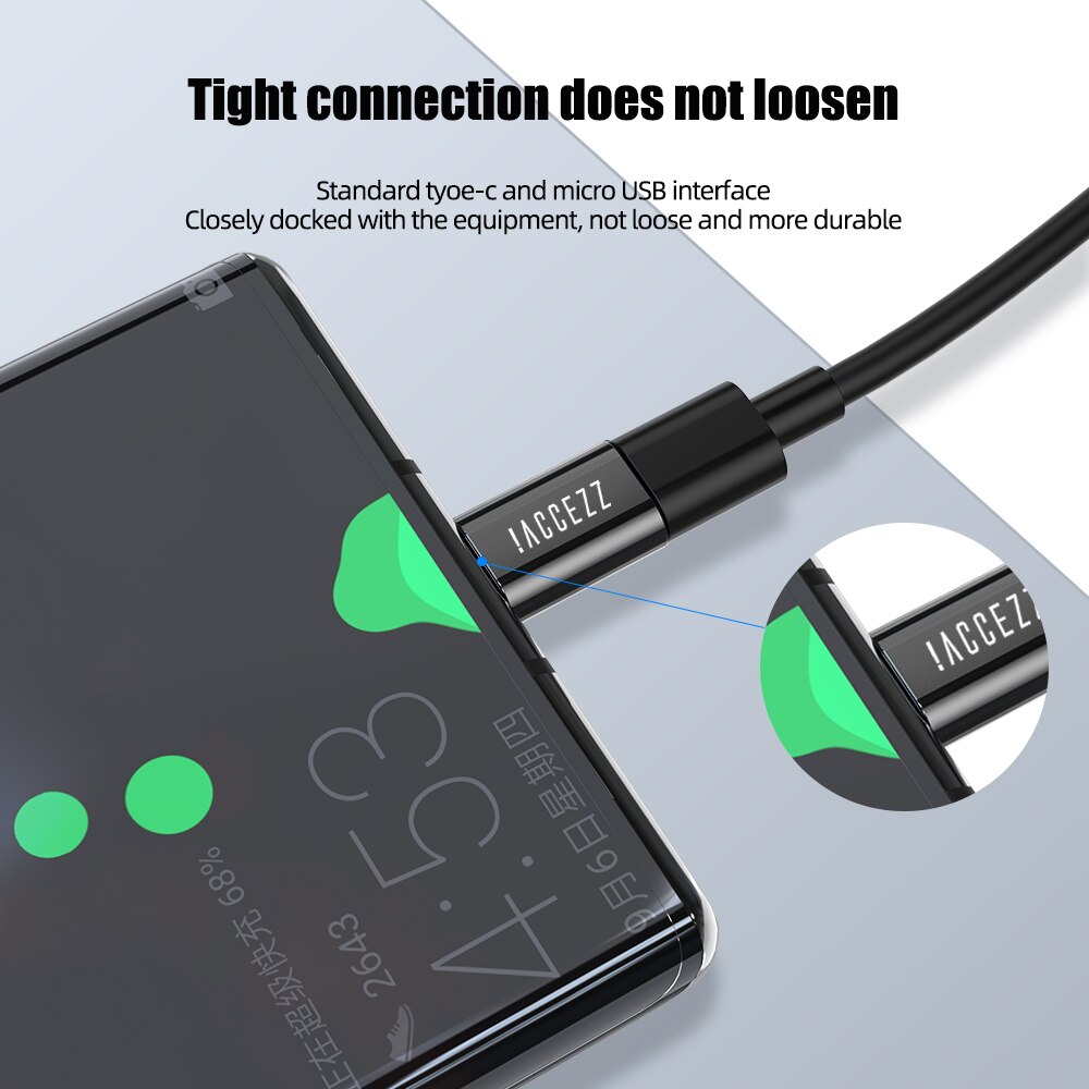 !! Accezz-adaptador usb-c para micro usb, conversores de dados e carregador para macbook pro, samsung s10, xiaomi mi 6