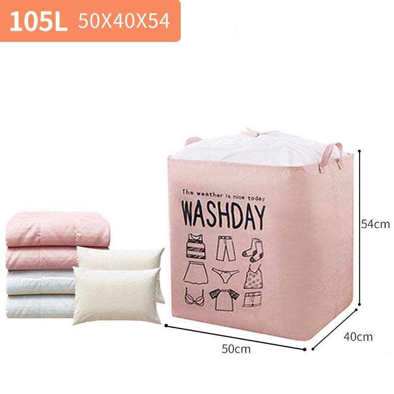105L Dikke Katoenen Trekkoord Zak Quilt Opbergtas Katoenen Dekbed Opbergtas Garderobe Plus Size Opbergtas Thuis Opslag: 105L pink