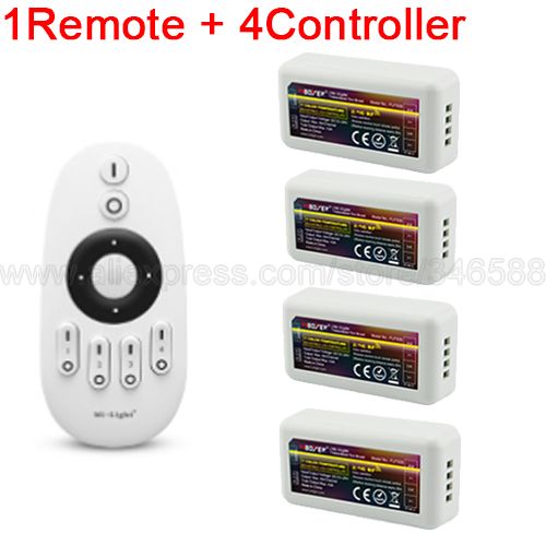Miboxer fargetemperaturjustering cct ledet stripe kontrolleren 4 sone 2.4g rf trådløs fjernkontroll / app wifi / alexa google stemmekontroll: 1 fjernkontroll 4 kontroll