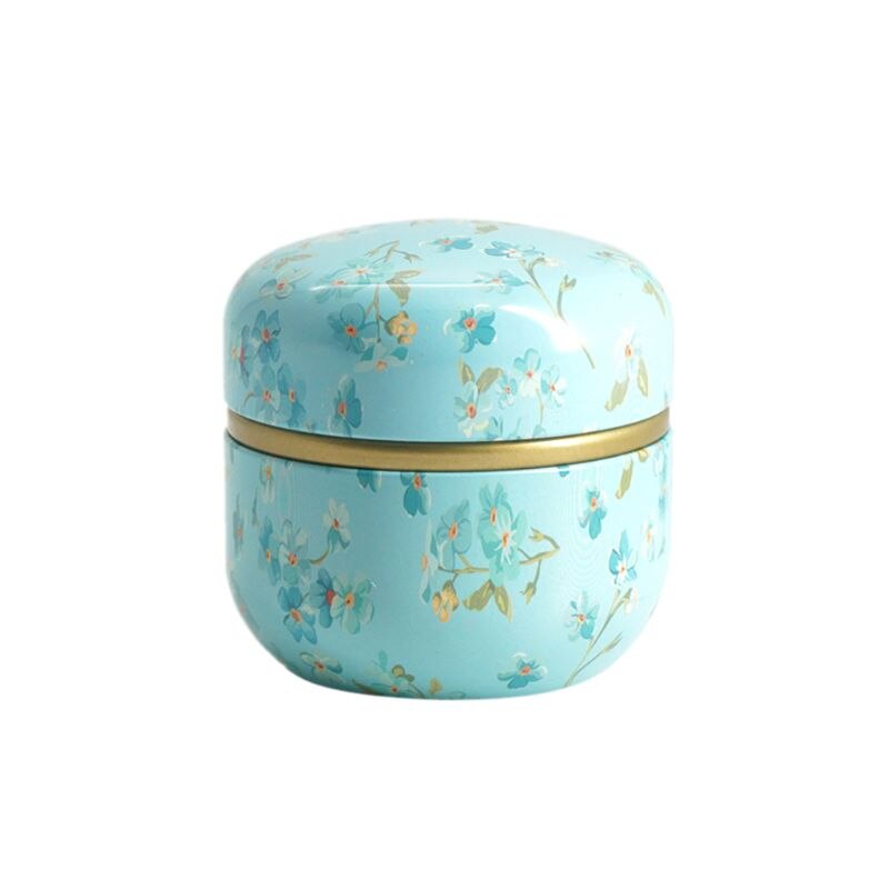 Blomma mini plåt lös te kaffe godis förvaringslåda runt metallfodral bröllopsfavör arrangör behållare japansk stil
