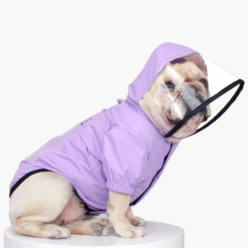 Hund regnfrakke mops tøj fransk bulldog tøj vandtæt frakke jakke tøj walisisk corgi kostume bulldog tøj: Lilla / Xl
