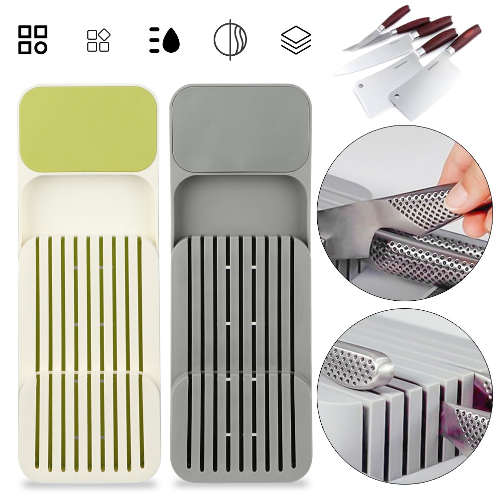 Plastic Knife Block Holder Drawer Knives Forks Spoons Storage Rack Knife Stand Cabinet Tray Kitchen Cultery Organizer Kitchen St